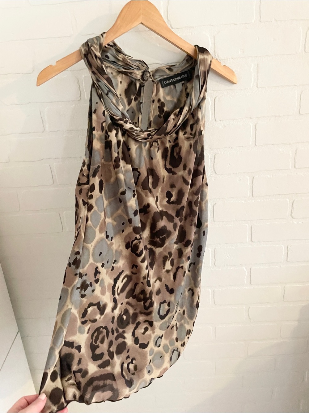 Y2K Mob Wife Animal Print Satin Longline Blouse/micro dress Lettuce Hem Sz XL - Picture 9 of 15